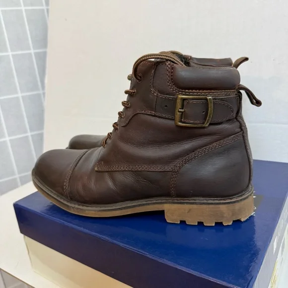 Johnston & Murphy Lombard Cap Toe Rich Brown Lace-Up Boots Size 10 M - Picture 2 of 12